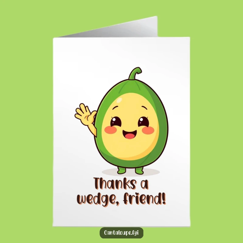 Free Printable Thank You Card: Waving Cantaloupe, Friendly Downloadable Greeting for Gratitude