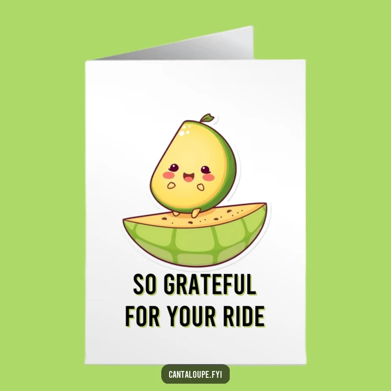Free Printable Thank You Card: Melon Ride Gratitude, Happy Character, Downloadable Gift