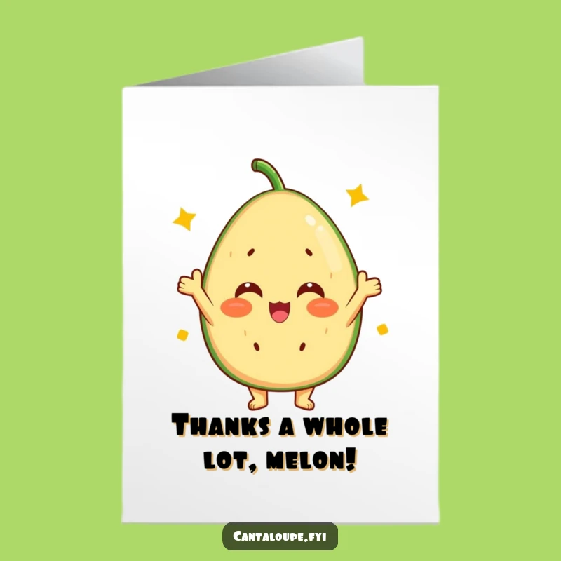 Free Printable Thank You Card: Sunny Cantaloupe Gratitude, Funny Downloadable Gift
