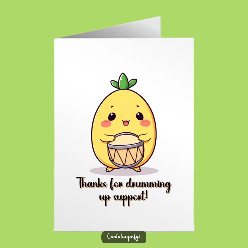 Free Printable Thank You Card: Drumming Cantaloupe Gratitude Downloadable