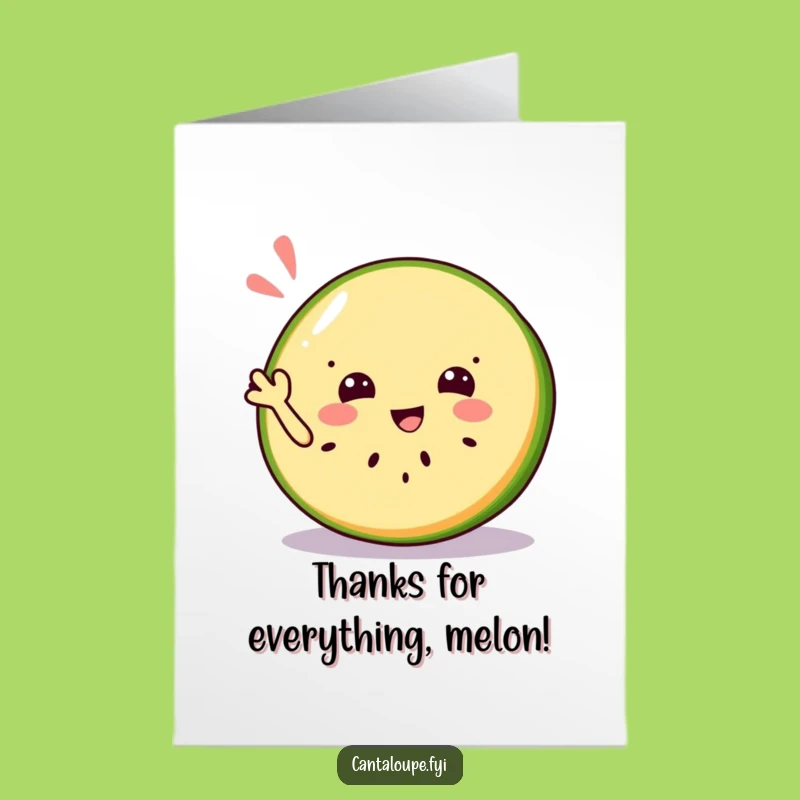 Free Printable Thank You Card: Jolly Cantaloupe Wave Gratitude Funny Downloadable