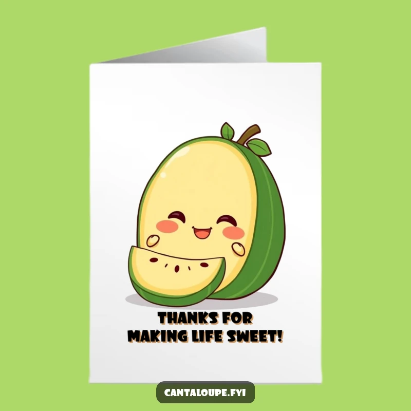 Free Printable Thank You Card: Gleeful Cantaloupe Slice Gratitude Downloadable