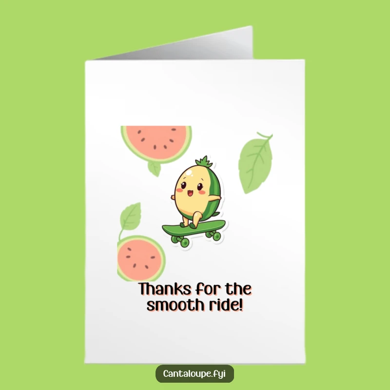 Free Printable Thank You Card: Melon Surfer, Funny Ride, Downloadable Thanks