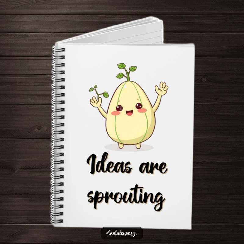 Funny Notebook: A cheerful cantaloupe character sprouts vine arms and waves hello. Ideal for notes and a funny gift.