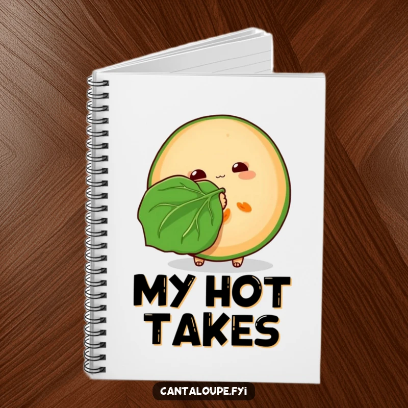 Funny Cantaloupe Notebook: A journal depicting a cantaloupe slice fanning itself with a leaf, inspiring cool and humorous writing.