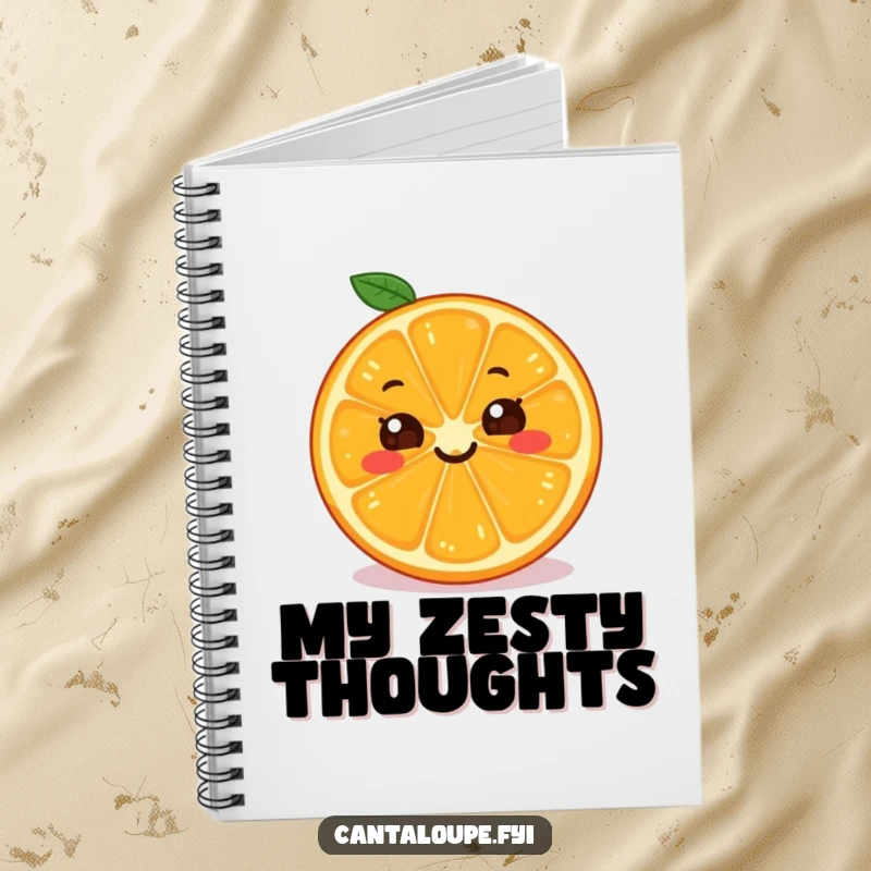 Funny Orange Notebook: A notebook with a grinning orange slice character on the cover, inspiring bright ideas.
