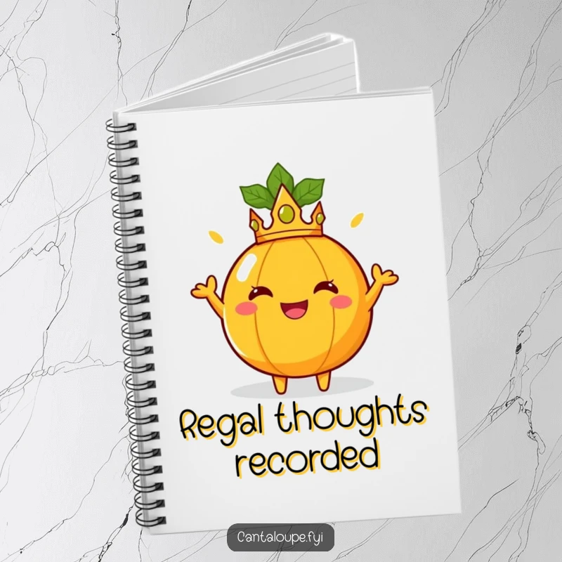 Funny Notebook: A crowned cantaloupe poses regally, radiating sunny joy. Ideal for notes and a funny gift.