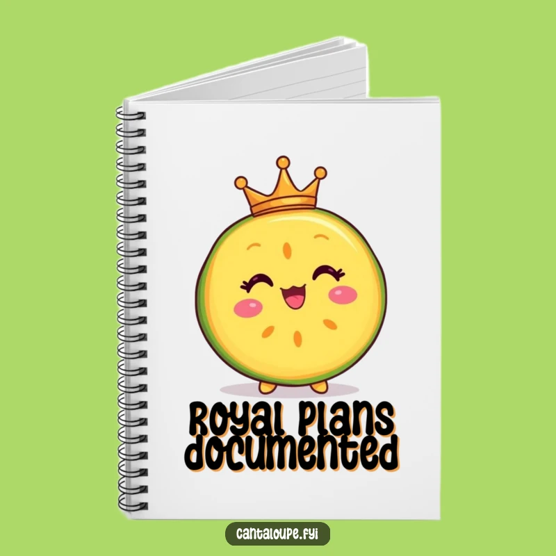 Funny Royal Melon Notebook - Delighted Cantaloupe Crown, Ideal Regal Journal Gift