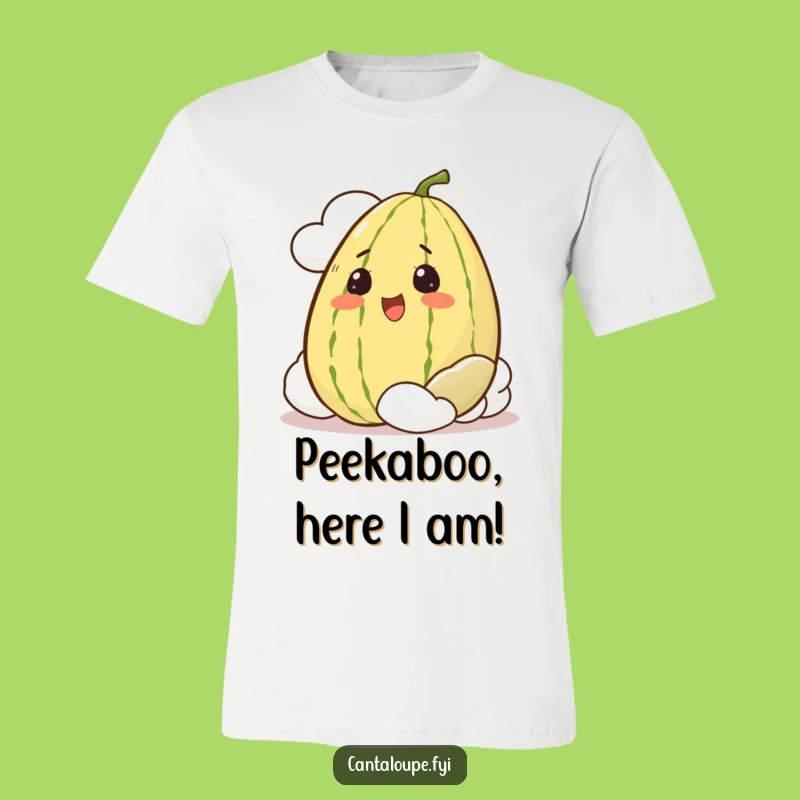 Funny Cantaloupe T-Shirt: Peeking Melon Character, The Ultimate Funny Gift!