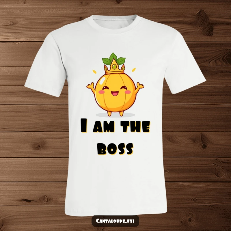 Funny T-Shirt: A cantaloupe wearing a crown poses majestically, radiating happiness. A great funny gift.