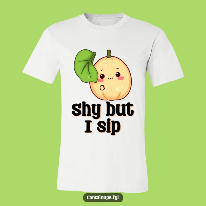 Funny Shy Cantaloupe T-Shirt, Peeking Fruit Character Tee, Adorable Funny Gift