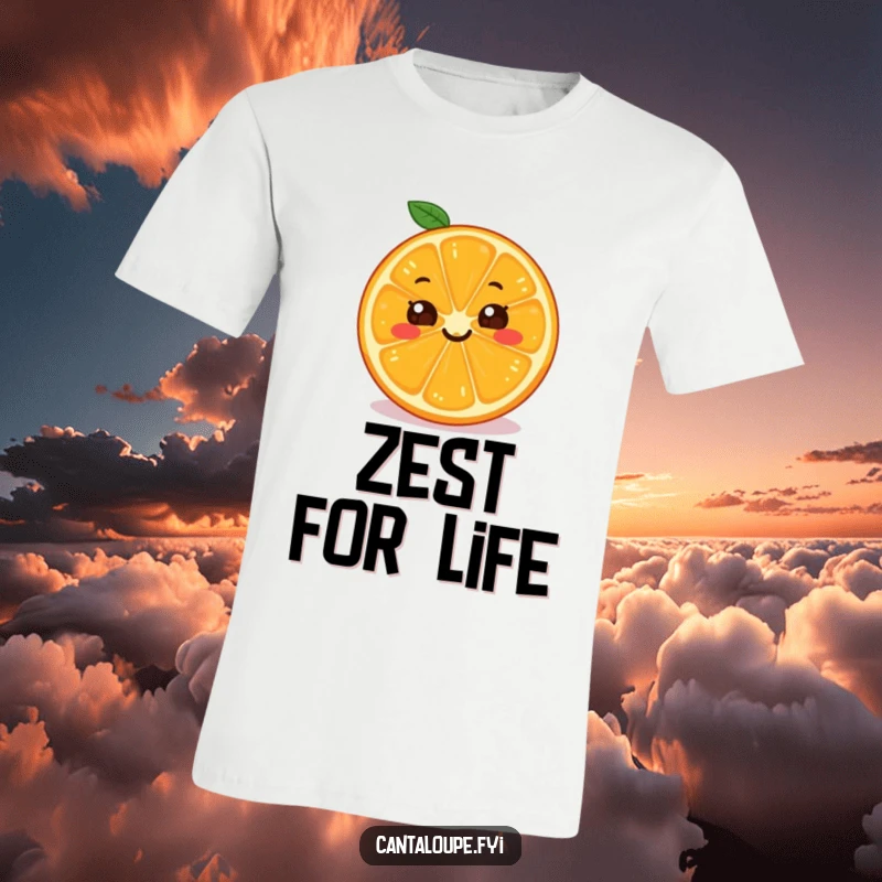 Funny Orange T-Shirt: A happy orange slice character with a big, infectious grin, perfect for cheerful outfit.