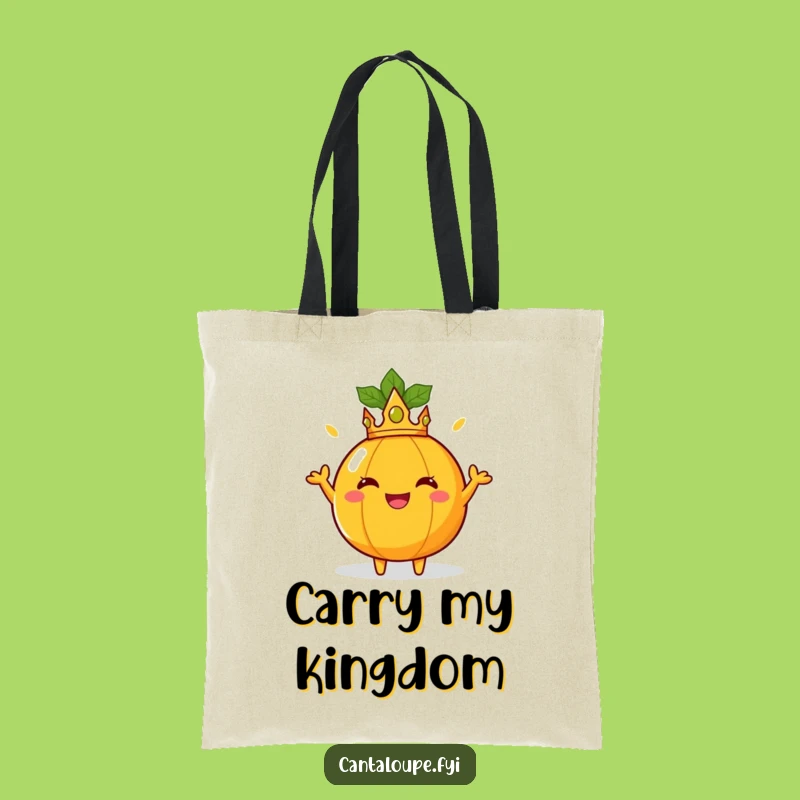 Funny Royal Cantaloupe Tote Bag, Crowned Joyful Fruit Character, Great Funny Gift