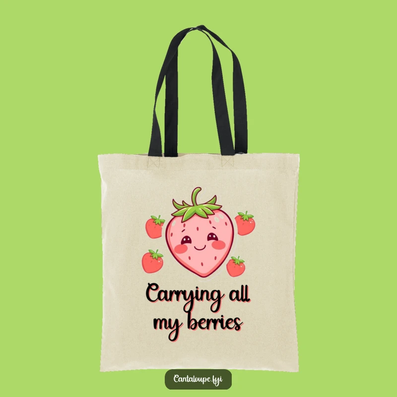 Funny Strawberry Tote Bag: Silly Face Fruit Accessory, Great Comedic Gift Idea