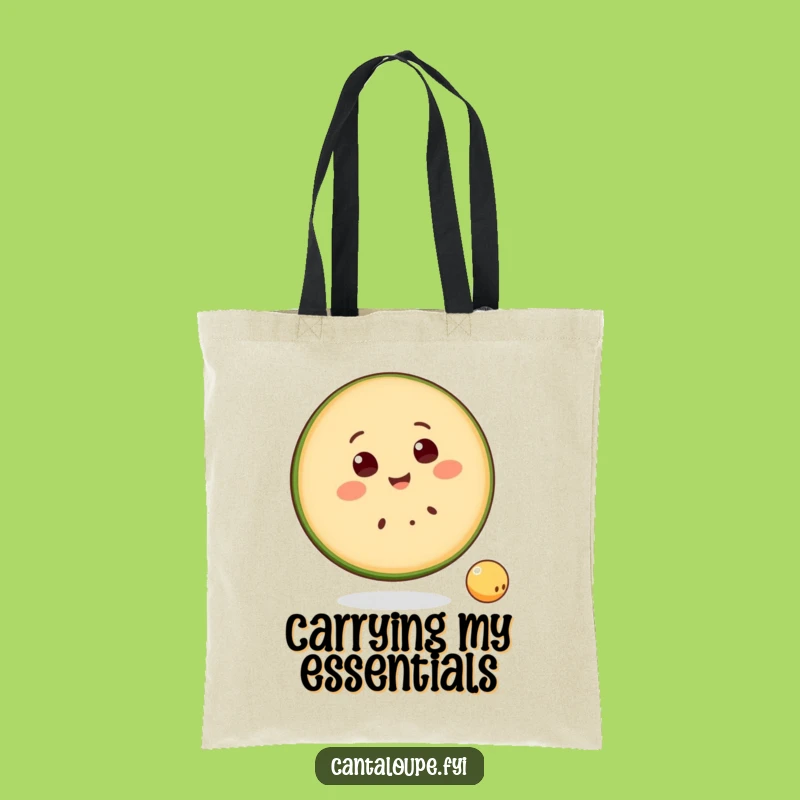 Funny Melon Lover Tote Bag - Happy Cantaloupe Slice, Carry Your Fun Essentials