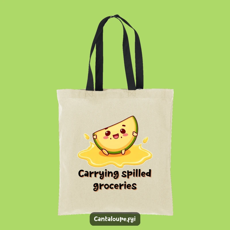 Funny Slip Tote Bag: Cantaloupe Juice Mishap, Comical Carryall Gift