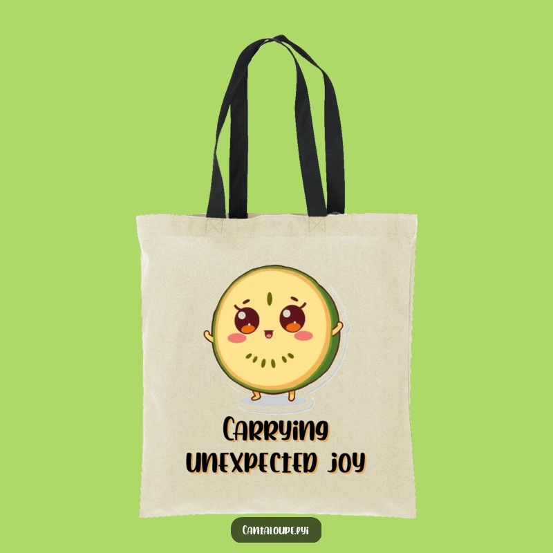 Funny Bounce Tote Bag: Surprised Cantaloupe, Fruity Surprise Carryall Gift