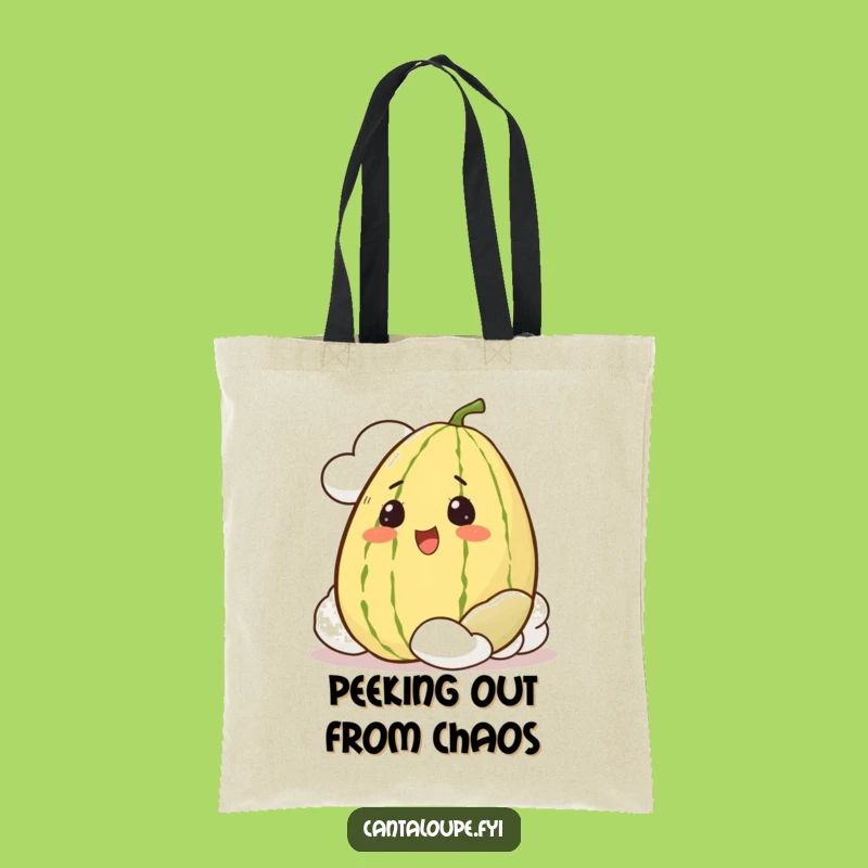 Funny Cantaloupe Tote Bag: Peeking Melon Surprise, Your Go-To Funny Gift!