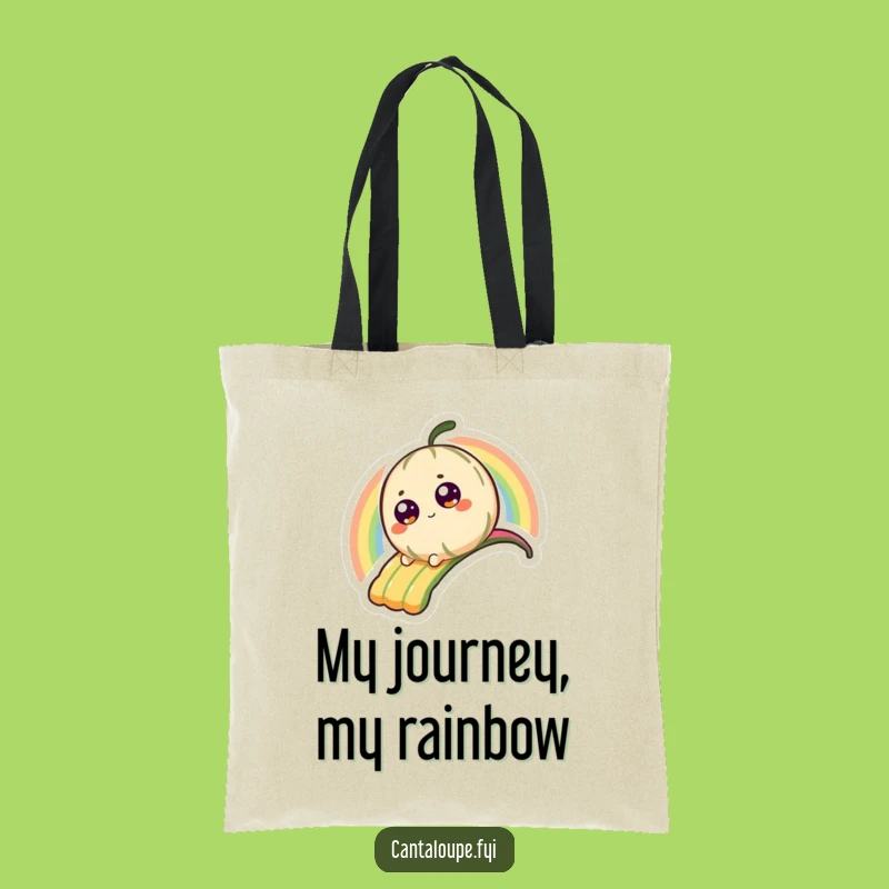Funny Cantaloupe Tote Bag: Rainbow Sliding Character, Your Go-To Funny Gift!