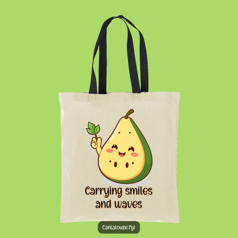 Funny Cantaloupe Wedge Tote Bag: Waving Friend, Your Go-To Funny Gift!