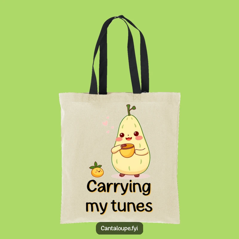Funny Melon Bongo Tote Bag - Cantaloupe Character Music Carryall Gift