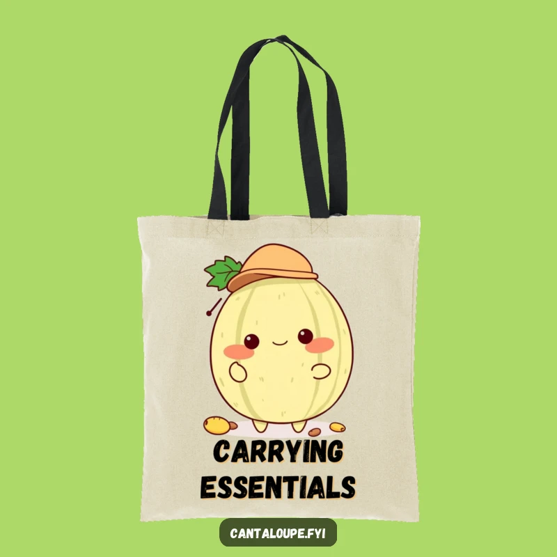 Funny Melon Hat Juggler Tote Bag: Cantaloupe Character with Tiny Hat, Carry Fun
