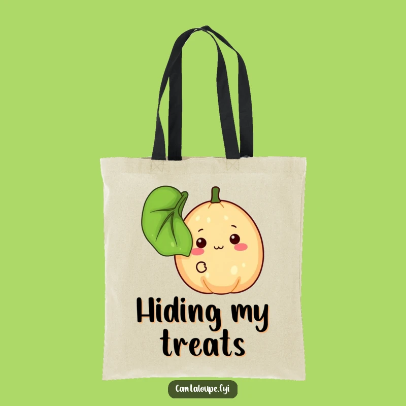 Funny Shy Cantaloupe Tote Bag, Peeking Fruit Character Bag, Great Funny Gift