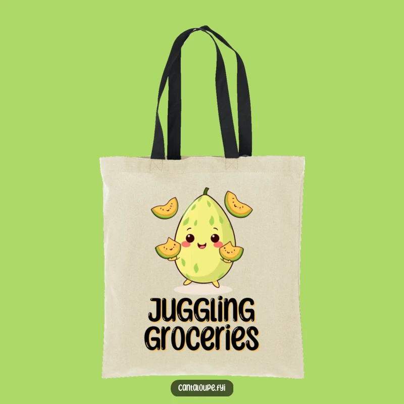 Funny Juggling Cantaloupe Tote Bag, Melon Wedge Fun Character, Great Funny Gift