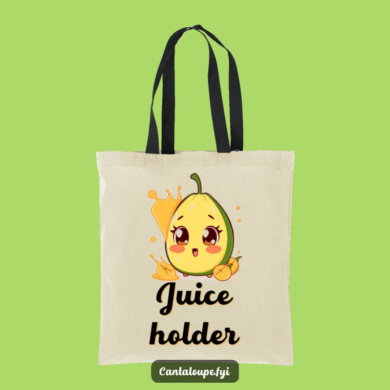Funny Surprised Cantaloupe Tote Bag: Wide-Eyed Melon Character, Carry Surprise