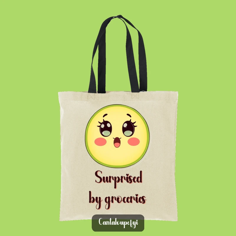 Funny Surprised Cantaloupe Tote Bag: Carry Your Reaction with This Hilarious Fruit Pal